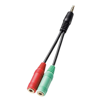 Headphone + Microphone Conversion Adapter Cable (3-pole female x 2 → 4-pole male) KM-A25-005