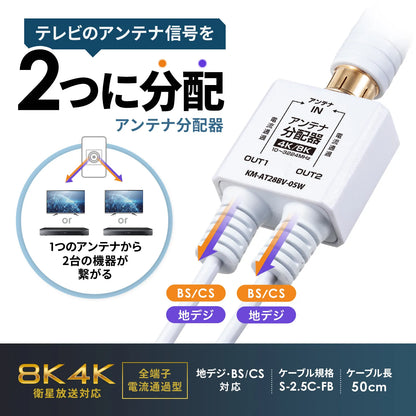Antenna splitter with 0.5m output cable KM-AT28BV-05W