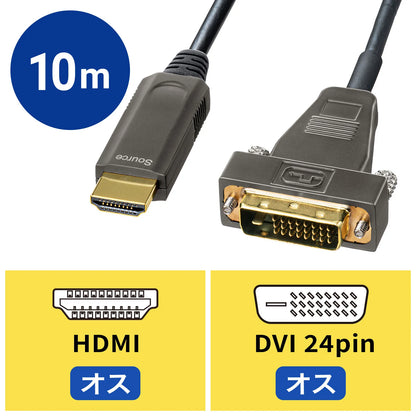 HDMI-DVI AOC (fiber optic) cable, 10m, KM-HD21-FB100