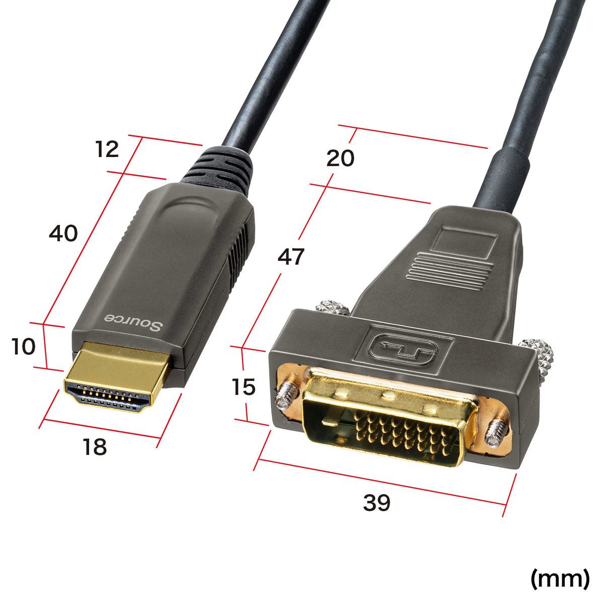 HDMI-DVI AOC (fiber optic) cable, 10m, KM-HD21-FB100