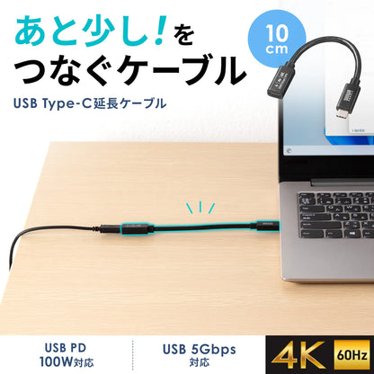 USB 5Gbps Type-C Extension Cable (PD100W, 0.1m) KU-5GCCP100EN01