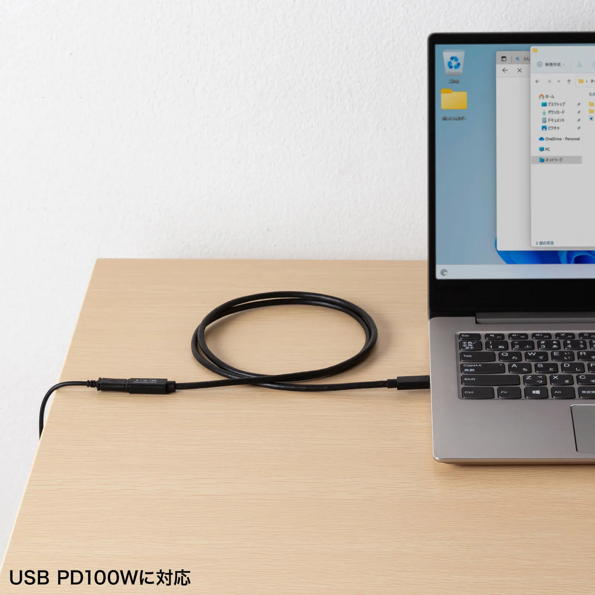USB5Gbps Type-C延長ケーブル(PD100W・1m) KU-5GCCP100EN10