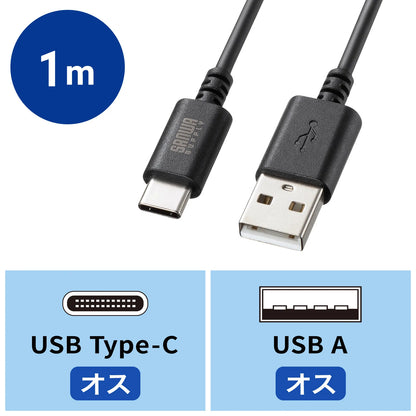 USB 2.0 Type-C Cable (C-A, 1m, Black) KU-CA10BK
