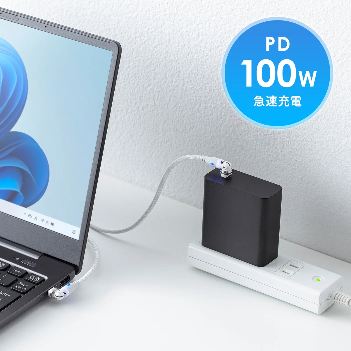 USB 2.0 Type-C Cable with 540-degree Rotating Connectors on Both Ends (100W, 1m) KU-CCP100KAW10W