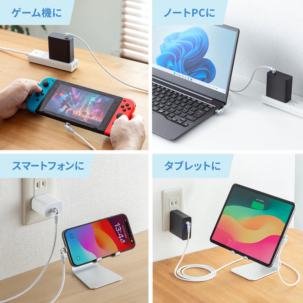 USB 2.0 Type-C dual connector 540-degree rotating cable (100W, 1.8m) KU-CCP100KAW18W