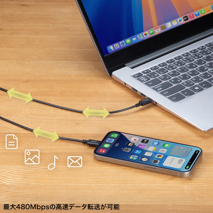 USB 2.0 Type-Cケーブル（PD60Ｗ・2m・ブラック） KU-CCP6020BK
