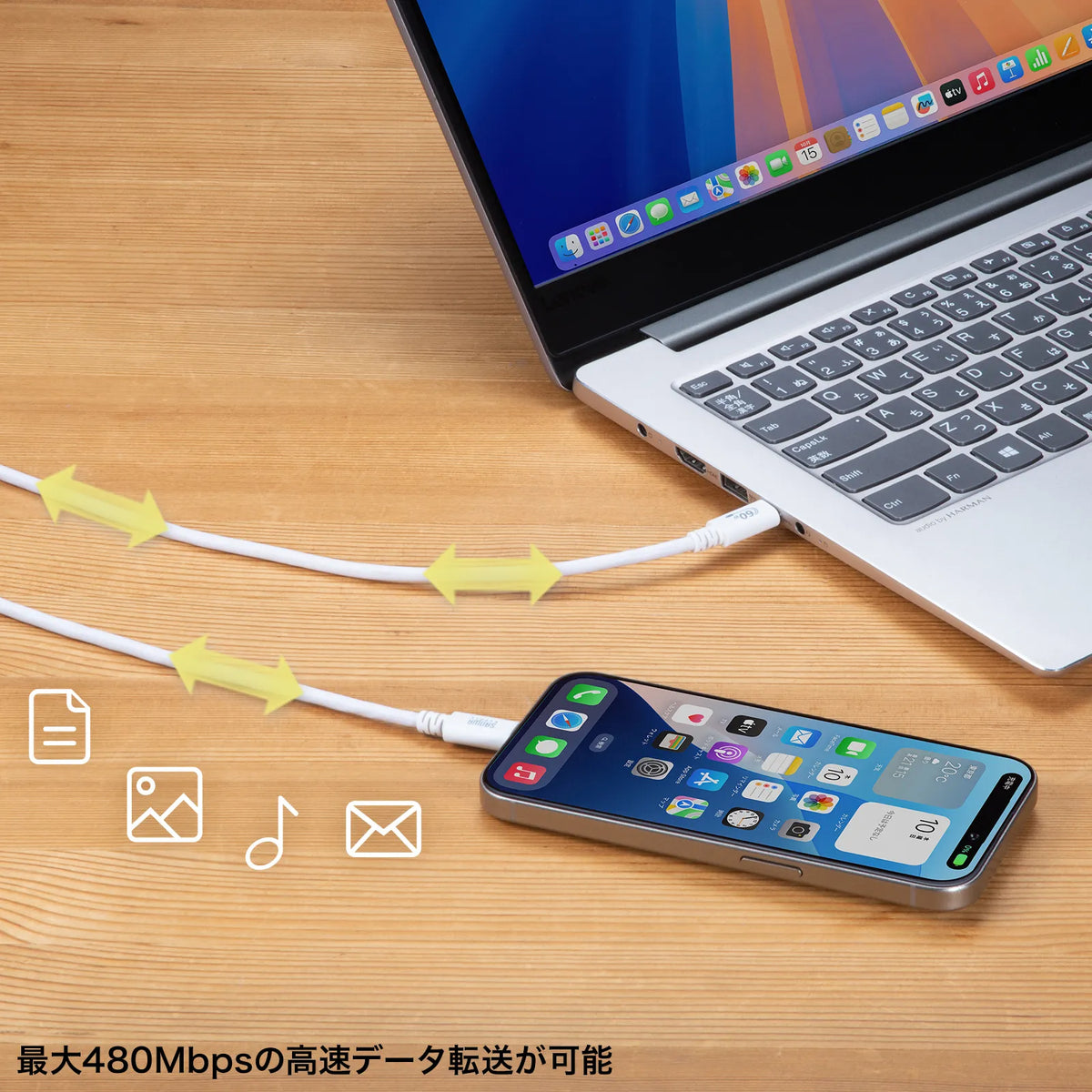 USB 2.0 Type-Cケーブル（PD60Ｗ・3m・ホワイト） KU-CCP6030W