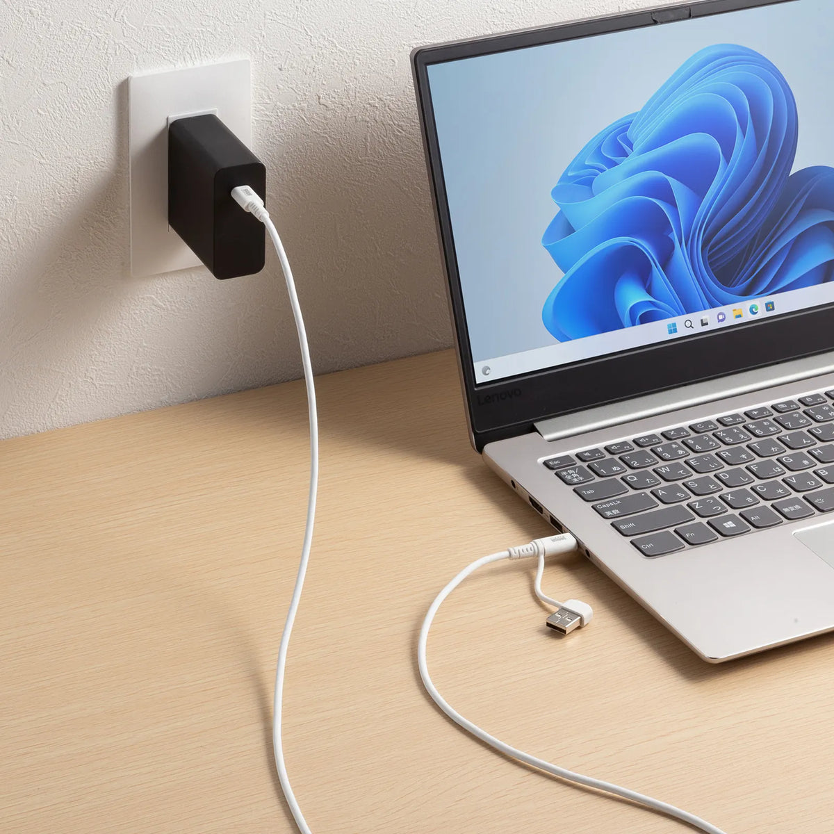 USB 2.0 Type-C Cable (with C to A adapter, PD60W, White) KU-CCP60ACC10W