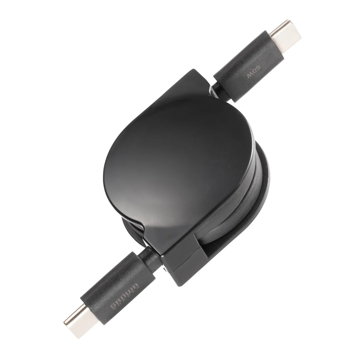 USB2.0 Type-C 巻取りケーブル PD60W ブラック KU-CCP60M08BK