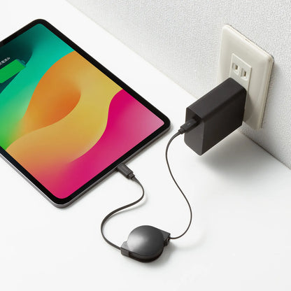 USB2.0 Type-C 巻取りケーブル PD60W ブラック KU-CCP60M08BK