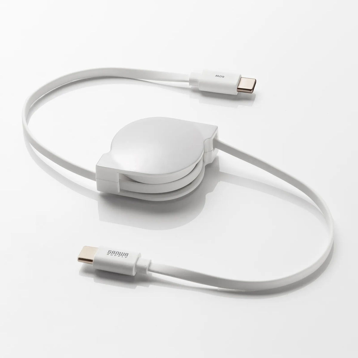 USB 2.0 Type-C Retractable Cable PD60W White KU-CCP60M08W
