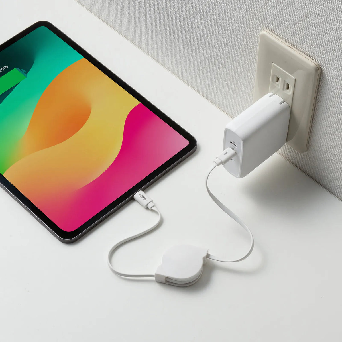 USB 2.0 Type-C Retractable Cable PD60W White KU-CCP60M08W