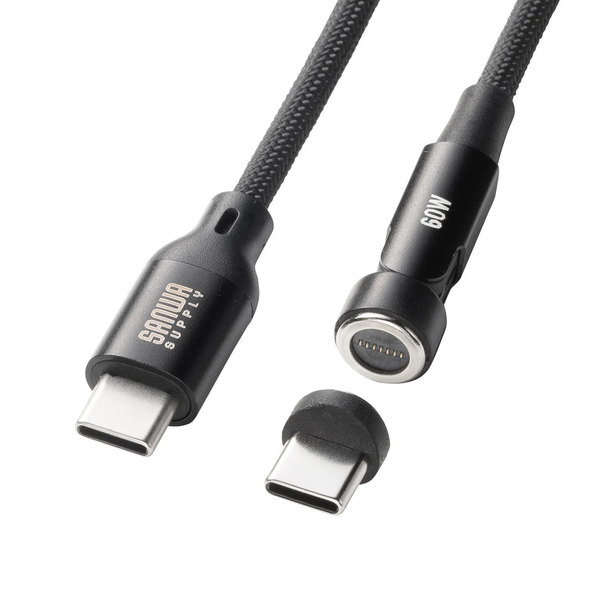 USB 2.0 Type-C Cable (Magnetic Connector, 540-degree Rotation, PD60W, 2m) KU-CCP60MG20BK