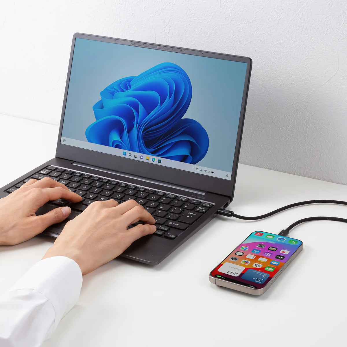 USB Type-C Silicone Mesh Cable (PD60W, 2m, Black) KU-CCP60SM20BK