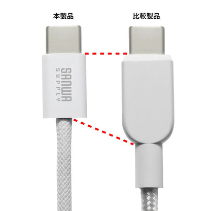 USB Type-Cシリコンメッシュケーブル（PD60W・2m・ホワイト） KU-CCP60SM20W