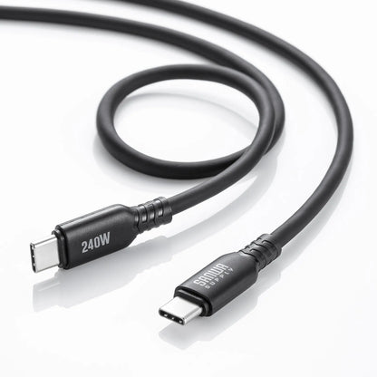 USB2.0 Type-C シリコンケーブル（PD240W・1m・ブラック） KU-CCPES10BK