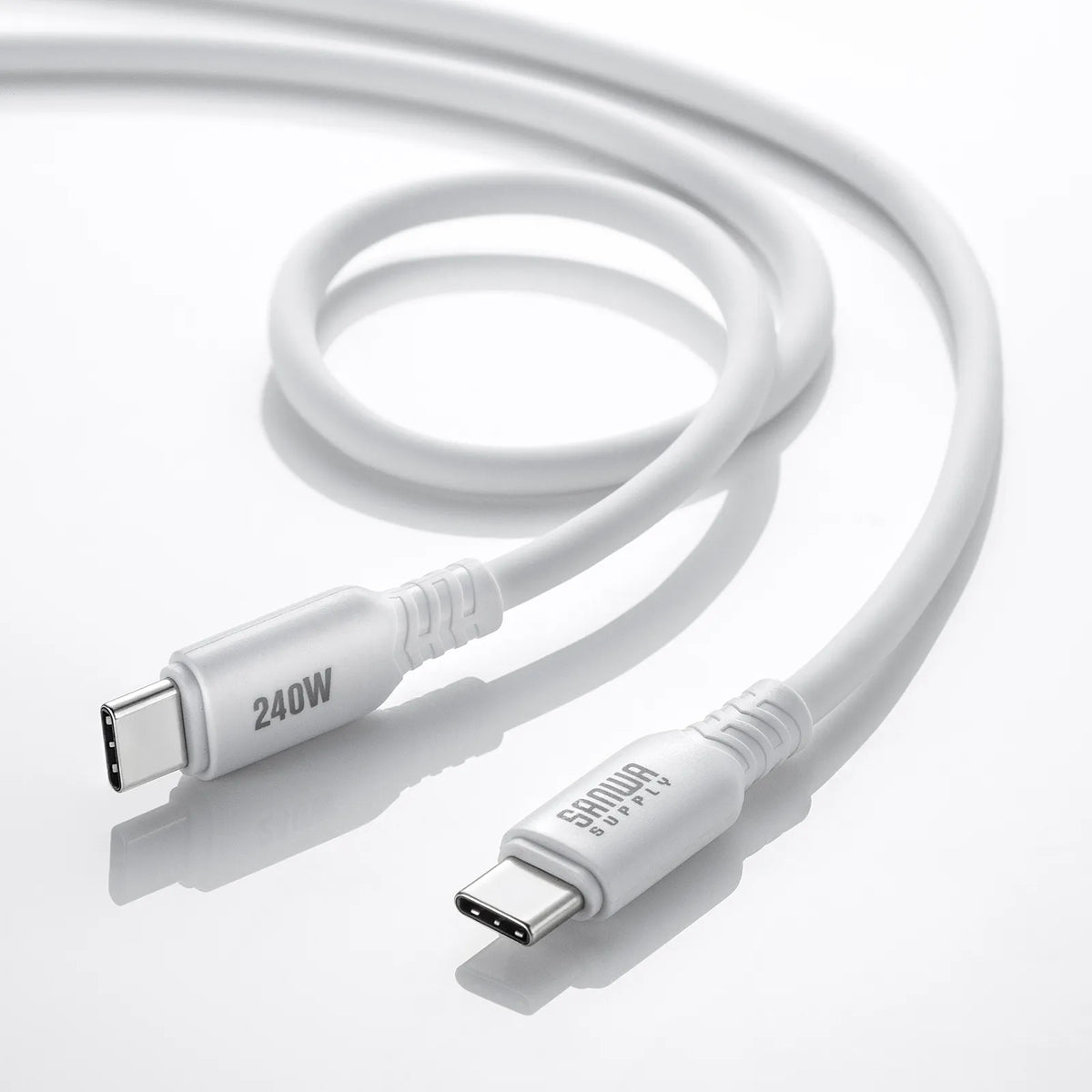 USB 2.0 Type-C Silicone Cable (PD240W, 1m, White) KU-CCPES10W