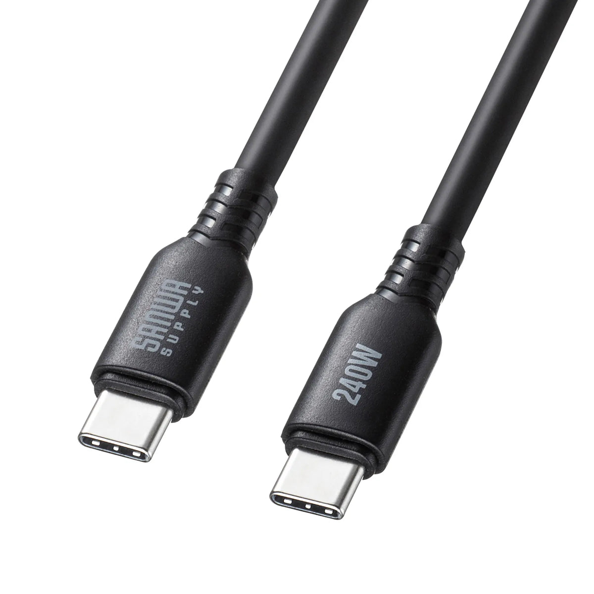 USB2.0 Type-C シリコンケーブル（PD240W・2m・ブラック） KU-CCPES20BK