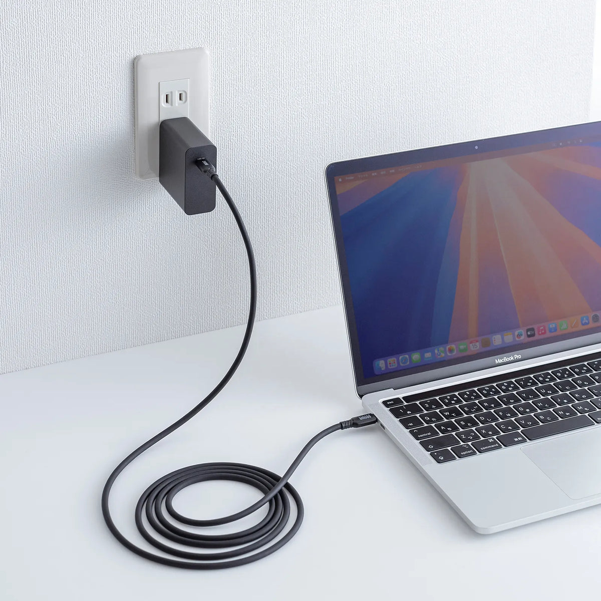 USB2.0 Type-C シリコンケーブル（PD240W・2m・ブラック） KU-CCPES20BK