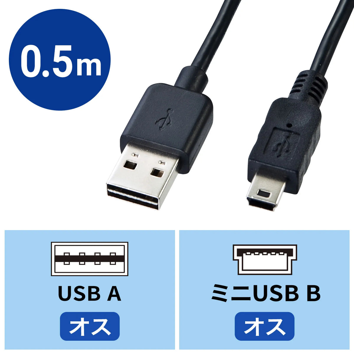 Reversible mini USB cable (mini-B) KU-RMB505