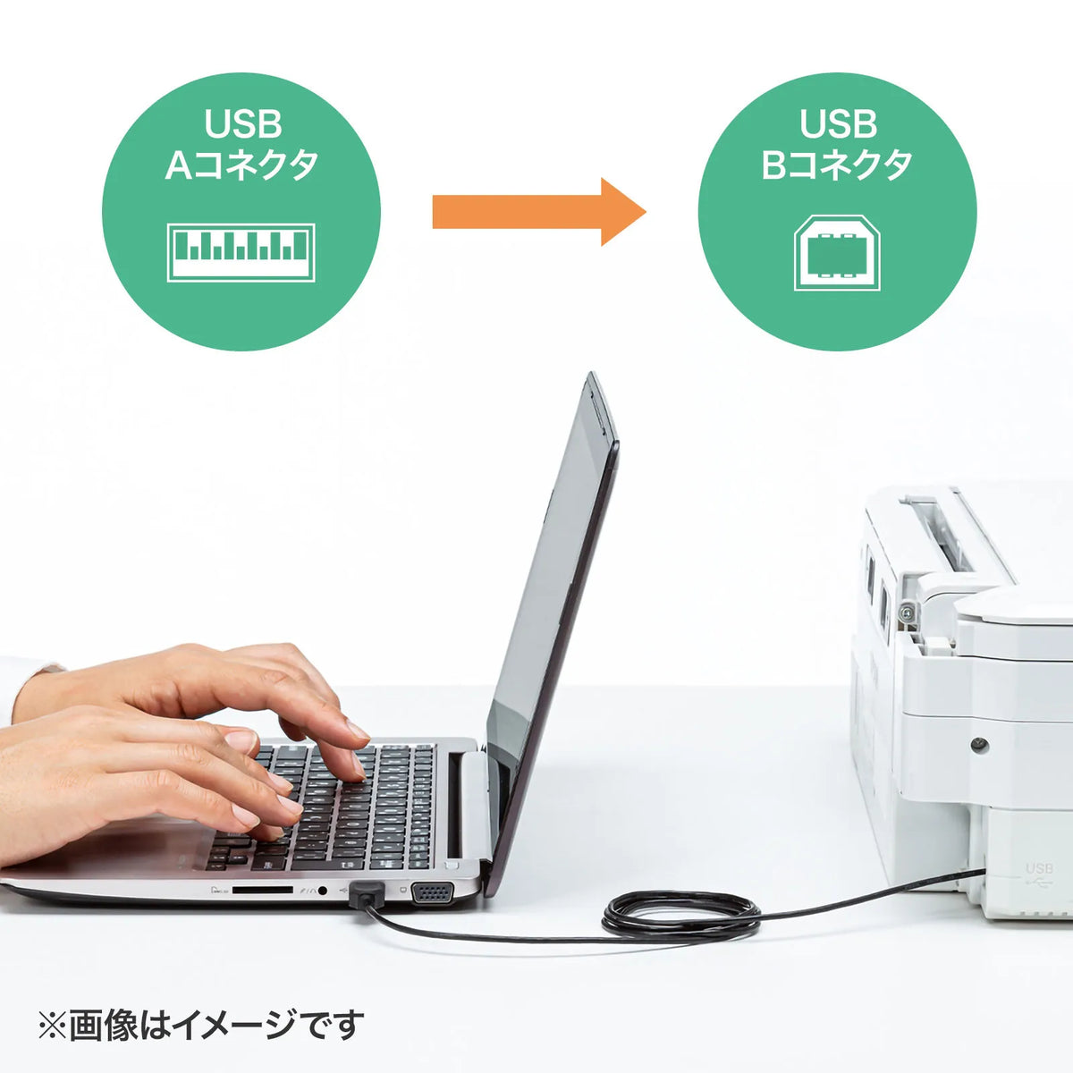 極細USBケーブル （USB2.0 A-Bタイプ） KU20-SL05BKK