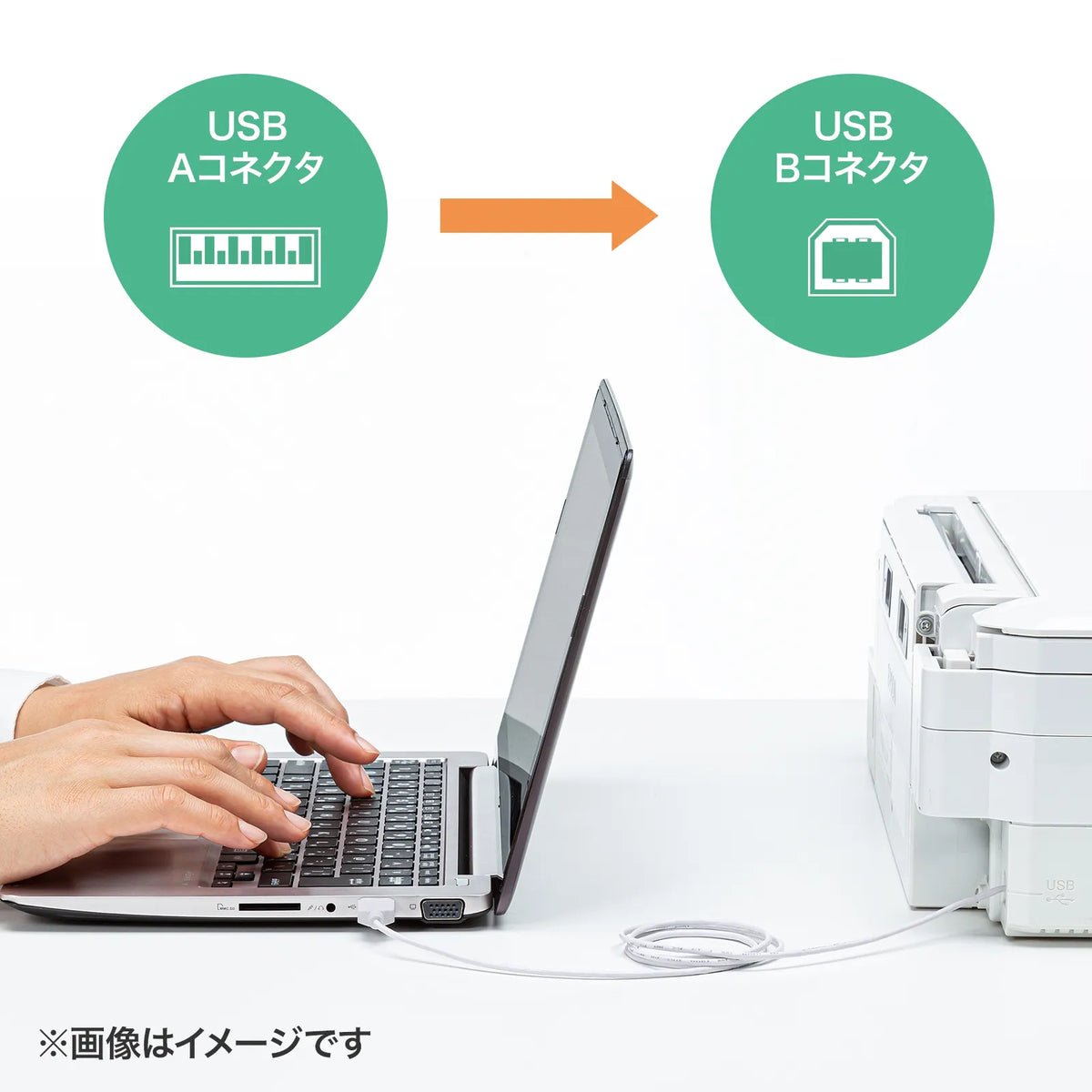 極細USBケーブル （USB2.0 A-Bタイプ） KU20-SL05WK