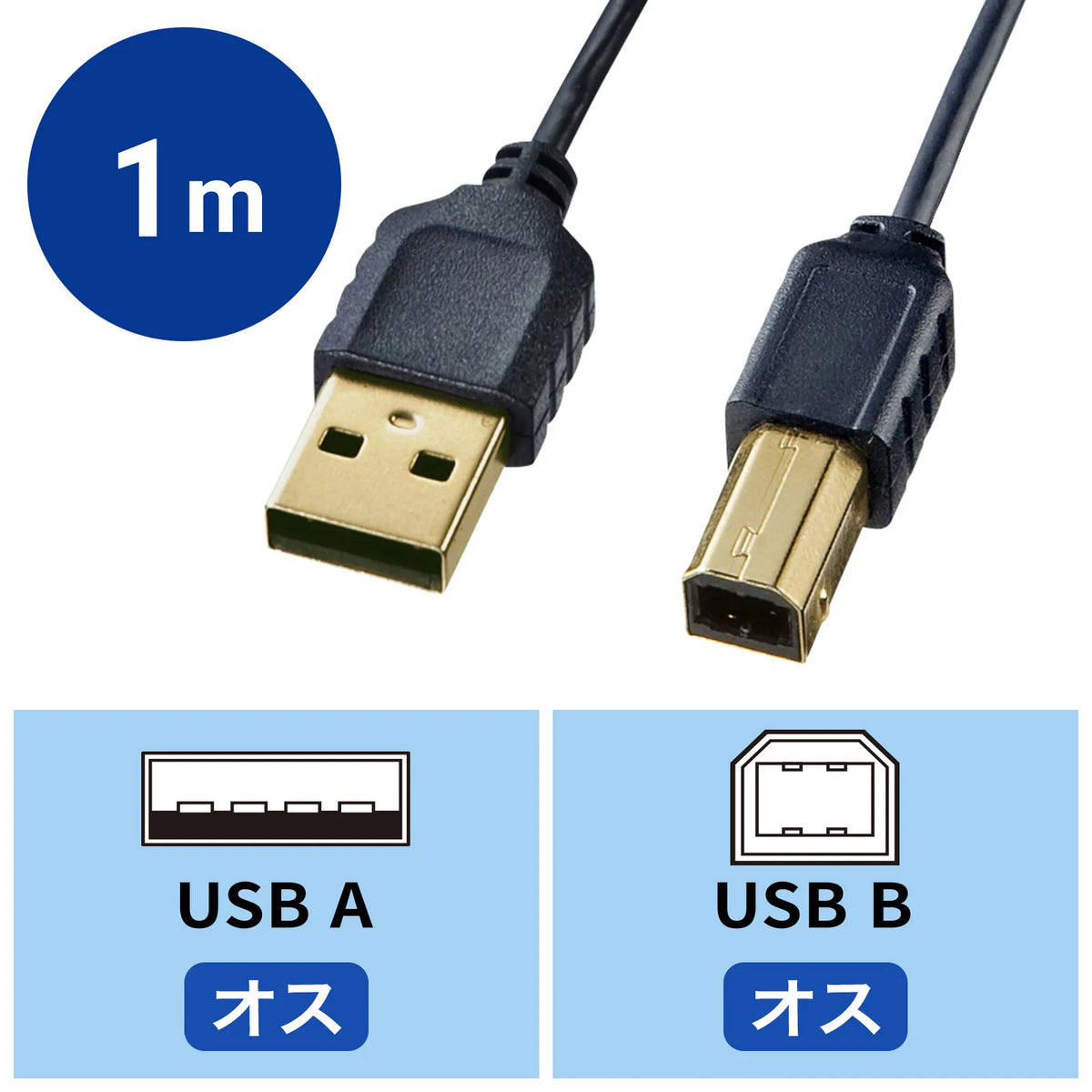 極細USBケーブル （USB2.0 A-Bタイプ） KU20-SL10BKK