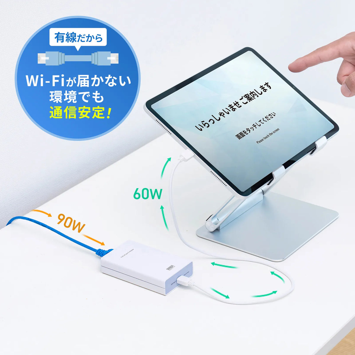 PoE-USB Type-C Conversion Adapter (PD60W Power Supply & Network Communication Compatible) LAN-ADPOEC