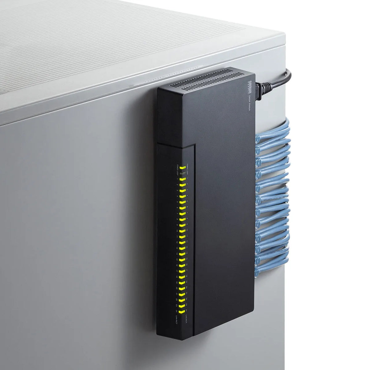 Gigabit-compatible switching hub (24 ports, with magnet) LAN-GIGAP2402BK
