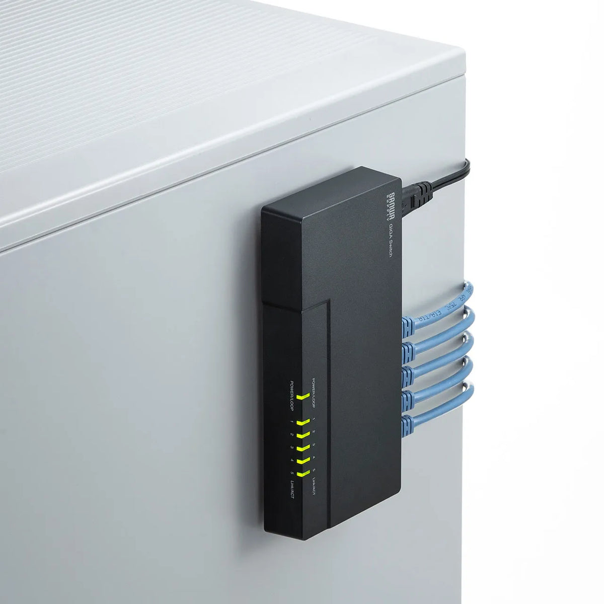 Gigabit-compatible switching hub (5 ports, with magnet) LAN-GIGAP502BK