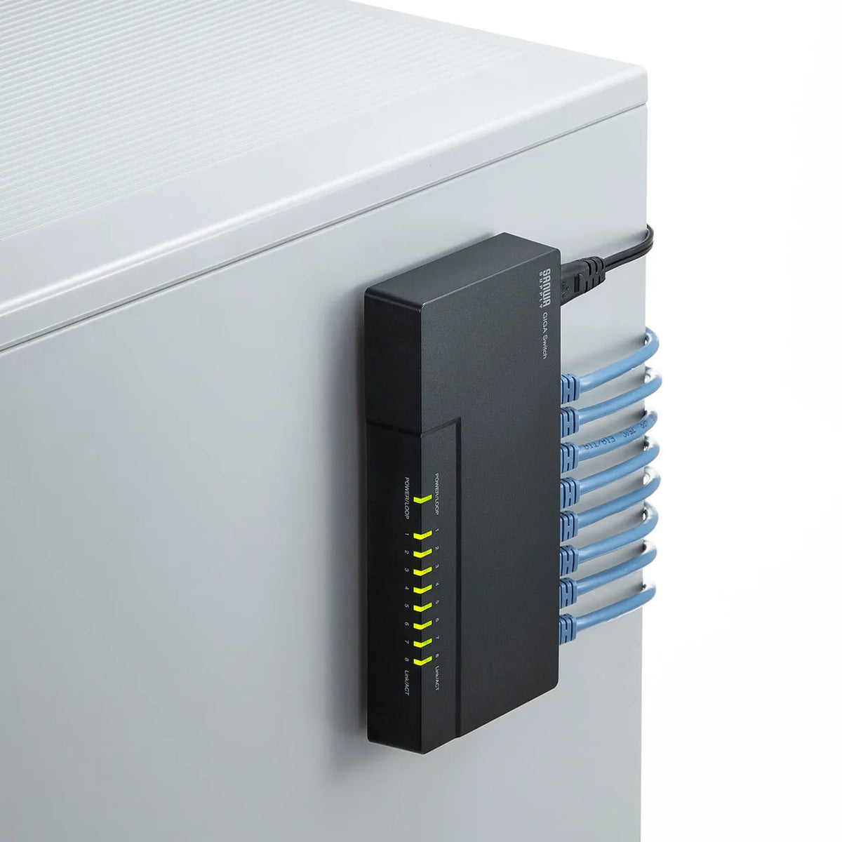 Gigabit-compatible switching hub (8 ports, with magnet) LAN-GIGAP802BK