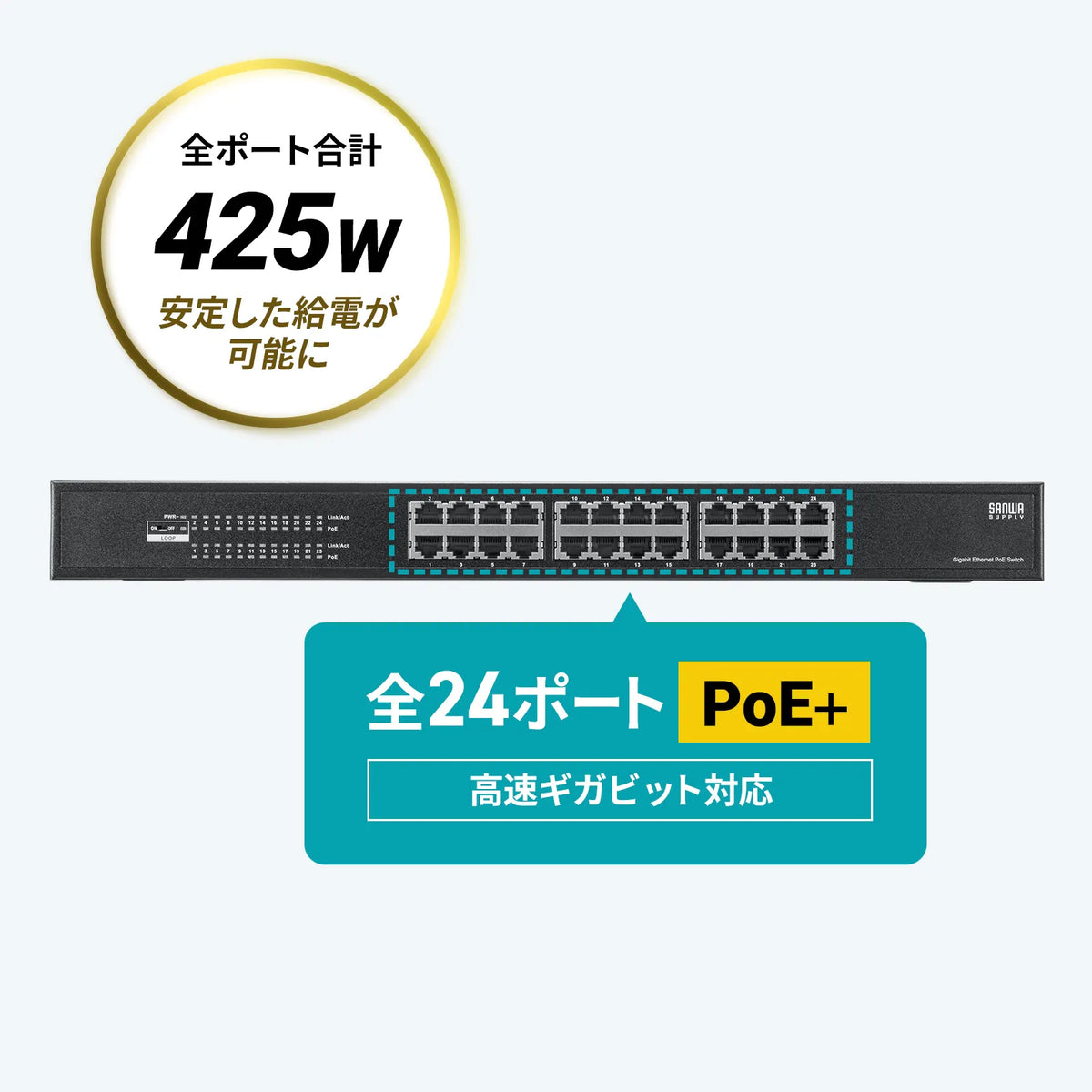 Layer 2 Gigabit compatible PoE switching hub (24 ports) LAN-GIGAPOE2401