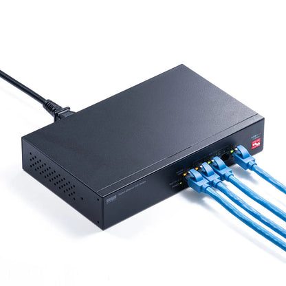 Long-distance transmission, Gigabit-compatible PoE switching hub (5 ports) LAN-GIGAPOE51