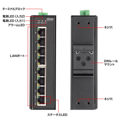 産業用ギガビット対応PoEスイッチングハブ(高耐久/8ポート） LAN-GIGAPOEFA83