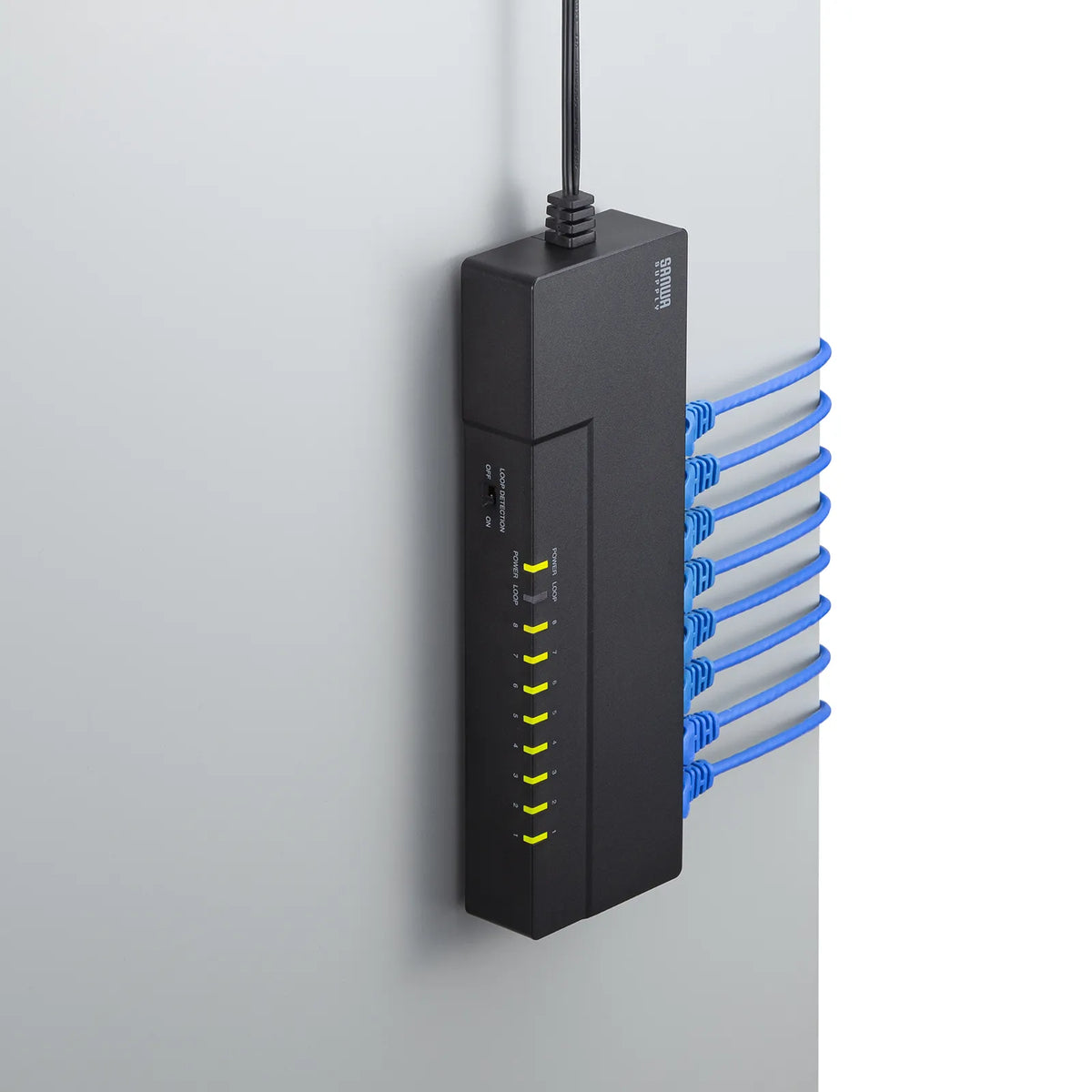 Gigabit-compatible tap-type switching hub (8 ports, with magnet) LAN-GIGAT803BK