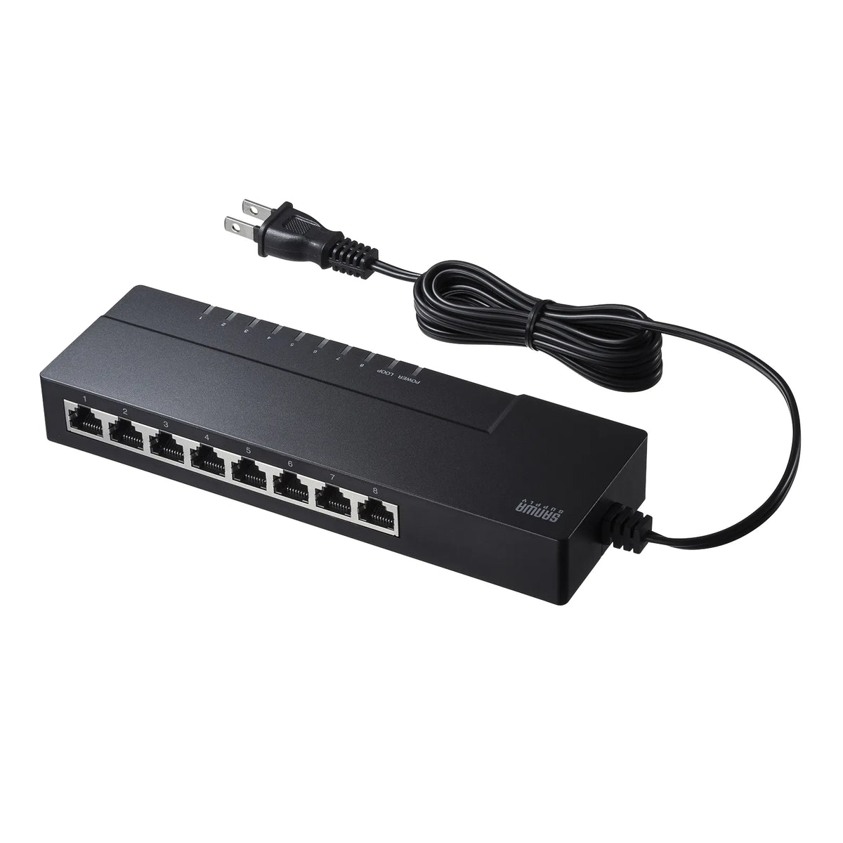 Gigabit-compatible tap-type switching hub (8 ports, with magnet) LAN-GIGAT803BK