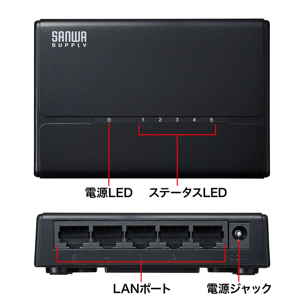Switching hub (5 ports, with magnet) LAN-SWHP501BK