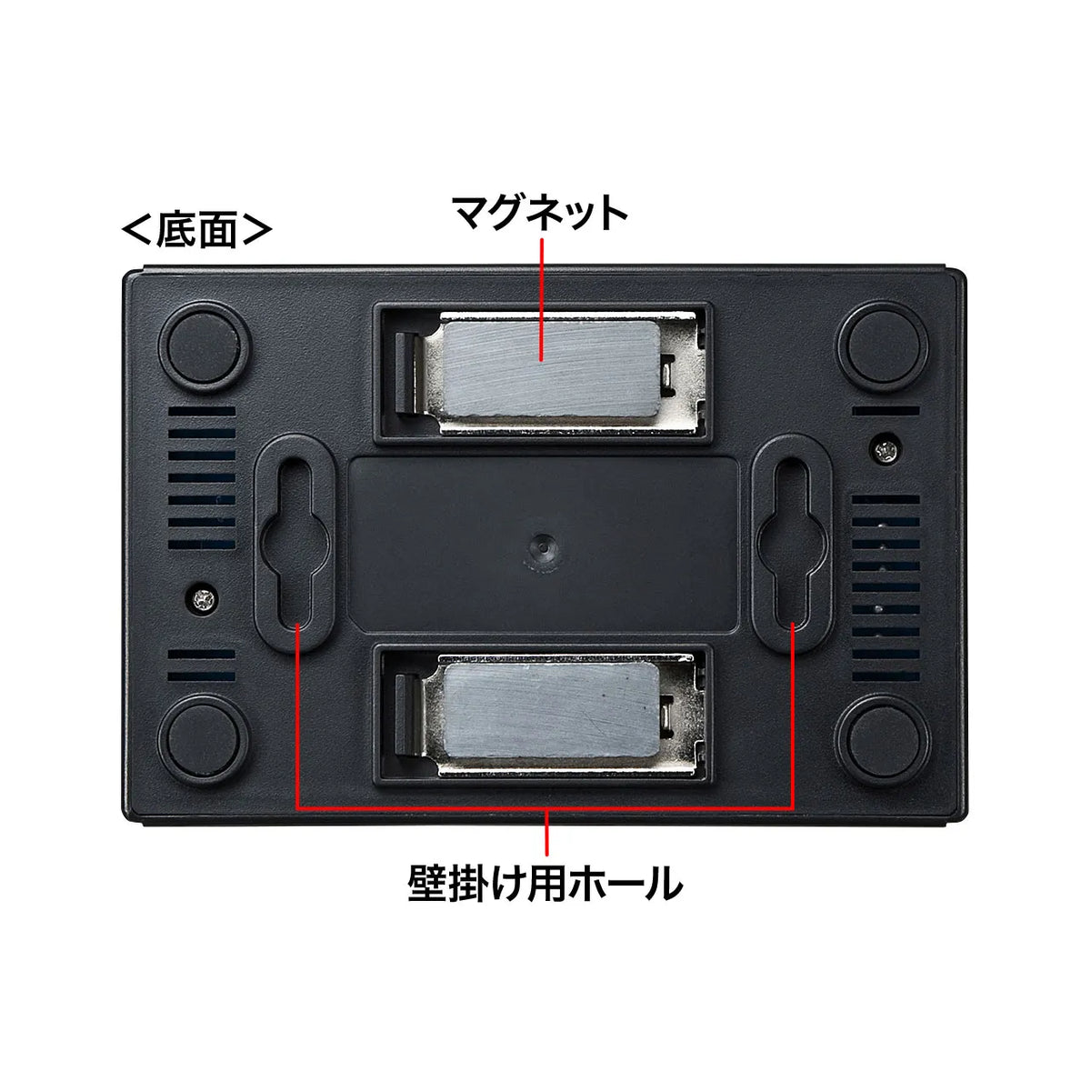 Switching hub (5 ports, with magnet) LAN-SWHP501BK