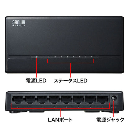 Switching hub (8 ports, with magnet) LAN-SWHP801BK