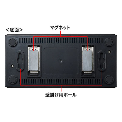 Switching hub (8 ports, with magnet) LAN-SWHP801BK