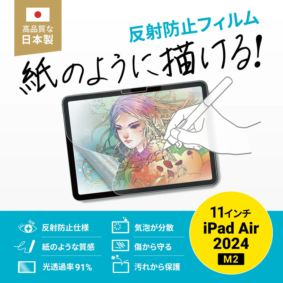 Apple iPad Air 11-inch M2 compatible paper-like texture anti-reflective film LCD-IPAD241P