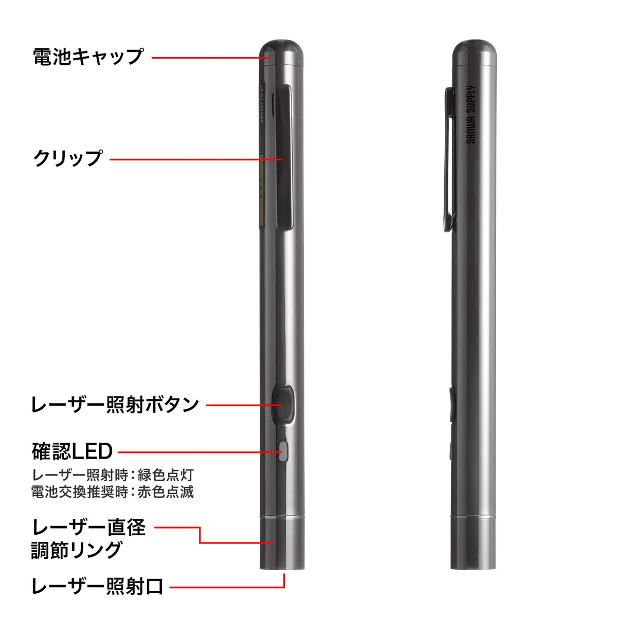 Variable beam diameter green laser pointer LP-GL1019BK