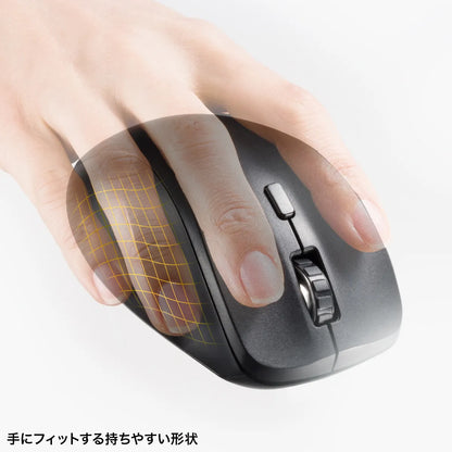 静音Bluetoothマウス（サイドホイール付き・5ボタン） MA-BBS523BK
