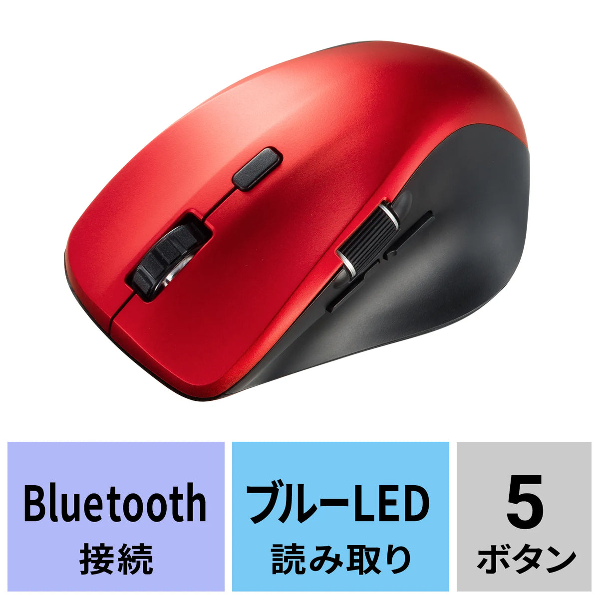 静音Bluetoothマウス（サイドホイール付き・5ボタン） MA-BBS523R