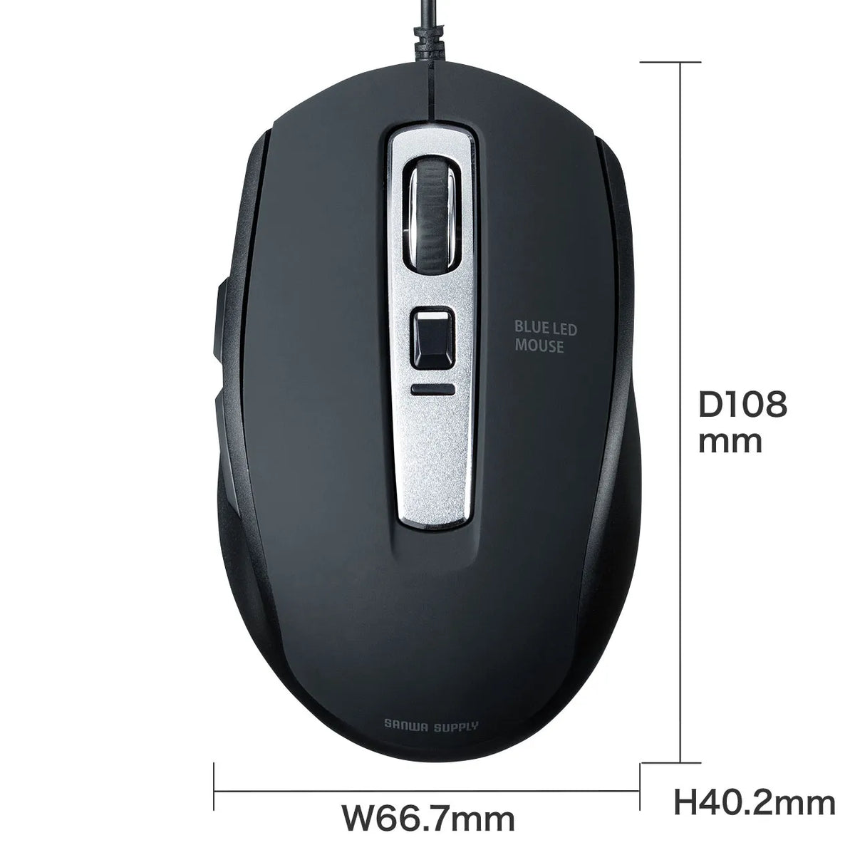 Silent Wired Blue LED Mouse (5 Buttons) MA-BL163BK
