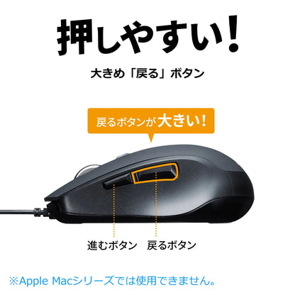 Silent Wired Blue LED Mouse (5 Buttons) MA-BL163BK