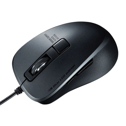 Wired Type-C Blue LED Mouse (5 Buttons, Silent Type) MA-BLC156BK
