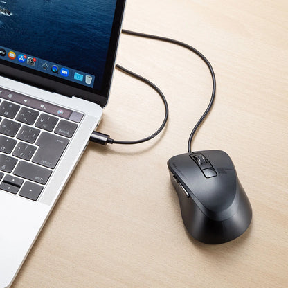 Wired Type-C Blue LED Mouse (5 Buttons, Silent Type) MA-BLC156BK
