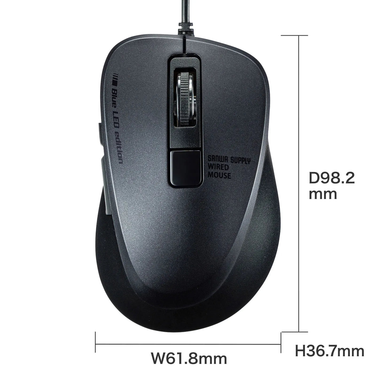 Wired Type-C Blue LED Mouse (5 Buttons, Silent Type) MA-BLC156BK