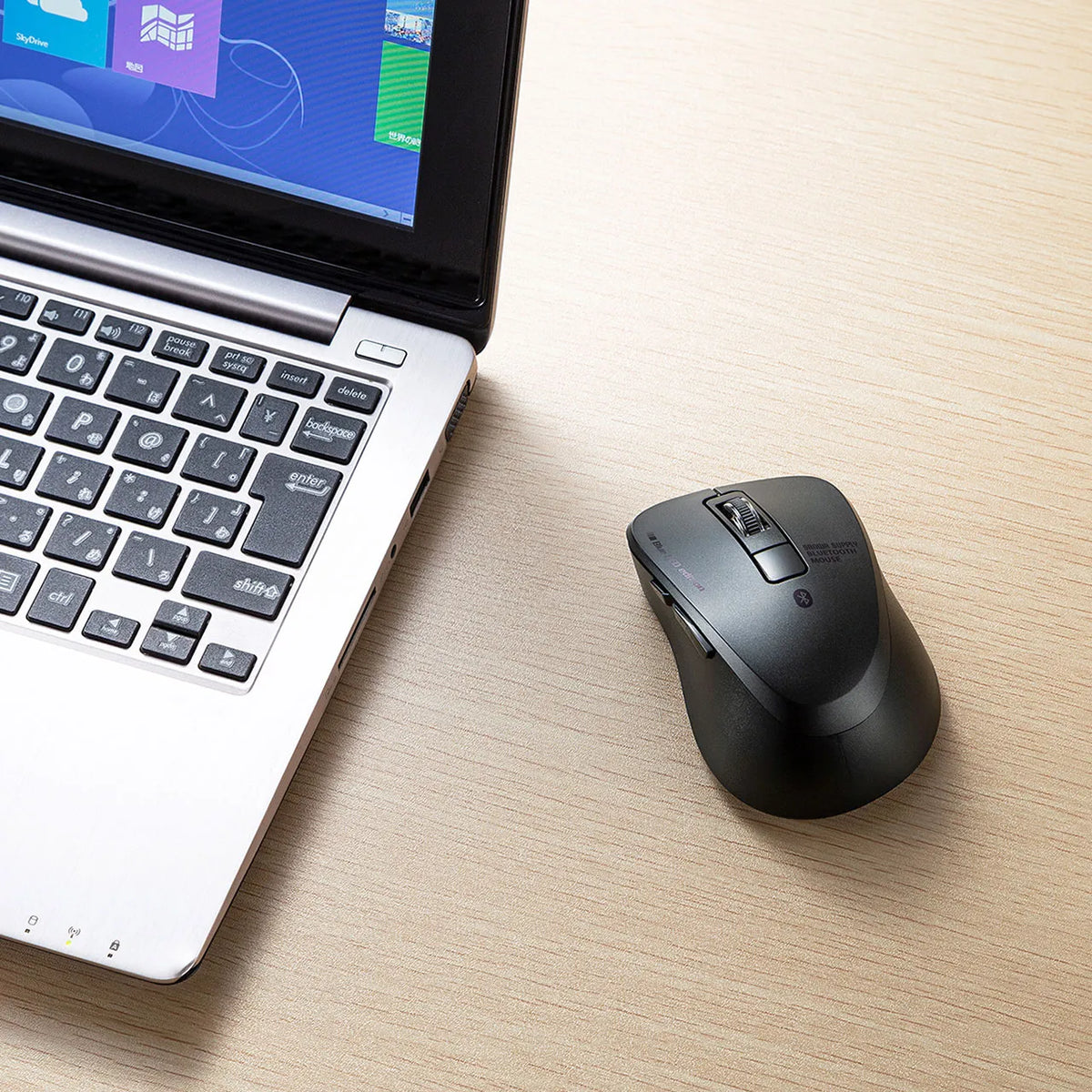 Silent Bluetooth 5.0 Blue LED Mouse (5 buttons, Black) MA-BTBL155BK